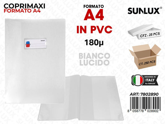Coprimaxi Pvc Bianco Lucido c/Alette 180 A4