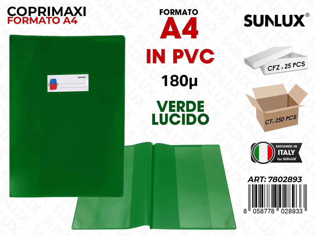 Coprimaxi Pvc Verde Lucido c/Alette 180 A4