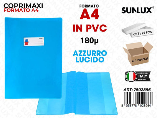 Coprimaxi Pvc Azzurro Lucido c/Alette 180 A4