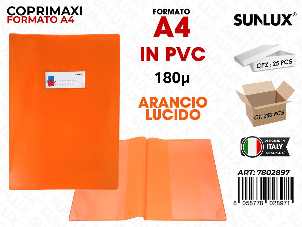 Coprimaxi Pvc Arancio Lucido c/Alette 180 A4