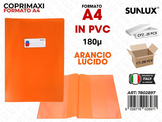 Coprimaxi Pvc Arancio Lucido c/Alette 180 A4