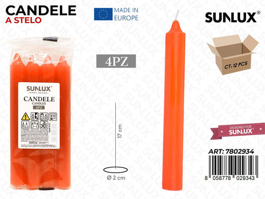 Candele Stelo Senza Profumo Arancio 4PCS 17CM