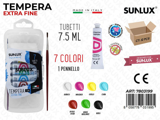 Tempera 7COL. 7.5ML c/Pennello / Pz da 12