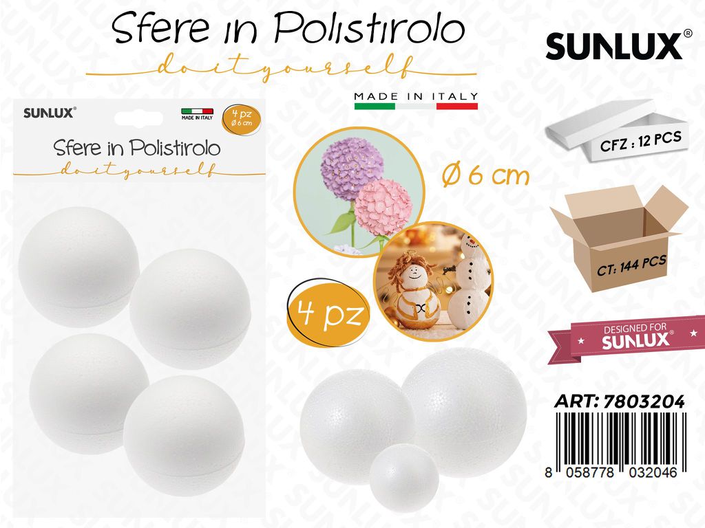 Sfera Polistirolo 4PCS D.6CM