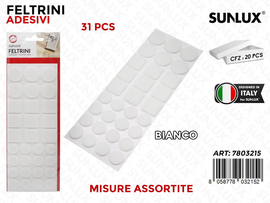 Feltrini Adesivi Ass. Bianco 31PCS /Pz da 20BL