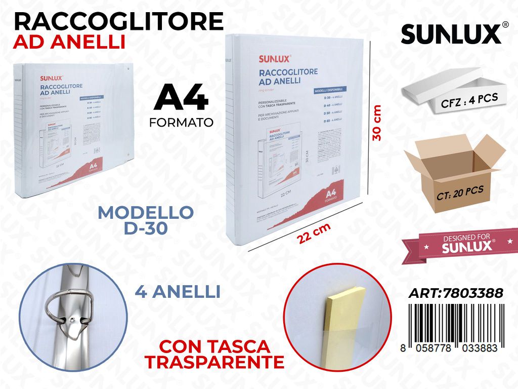 Raccoglitore 4ANELLI D-30 Pp A4