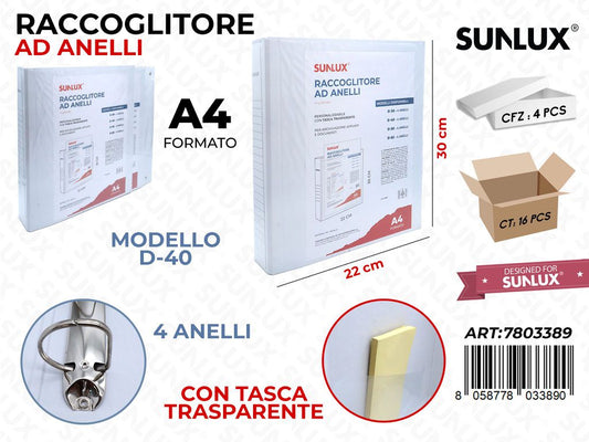 Raccoglitore 4ANELLI D-40 Pp A4