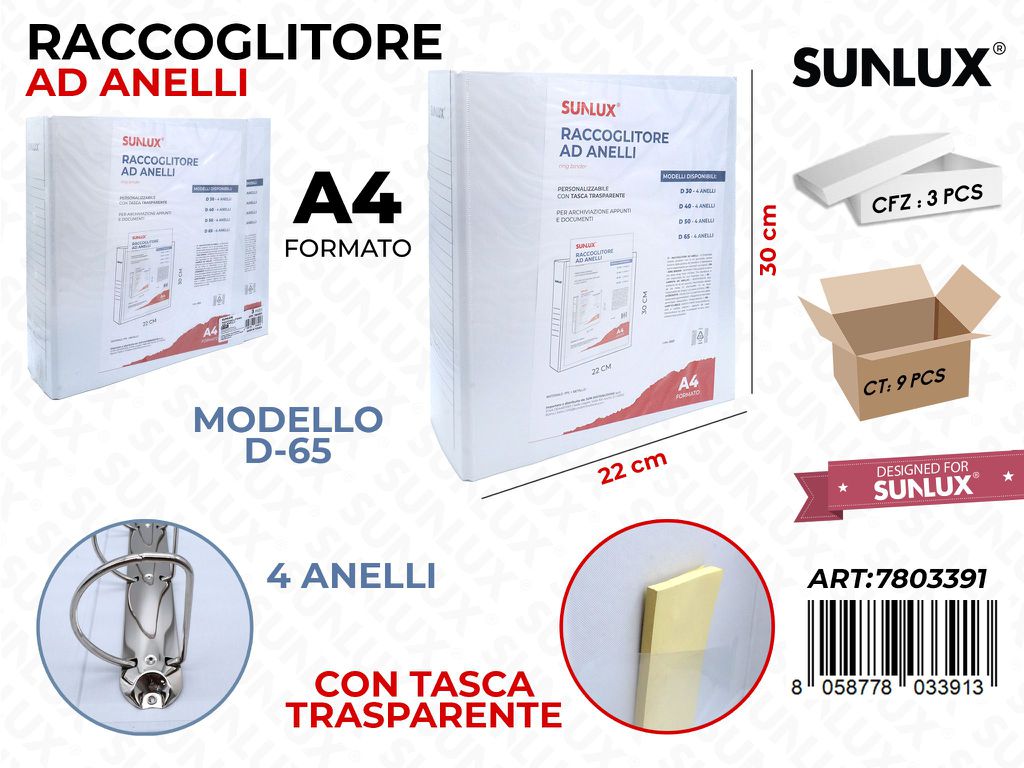 Raccoglitore 4ANELLI D-65 Pp A4