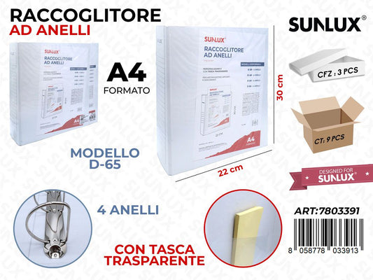 Raccoglitore 4ANELLI D-65 Pp A4