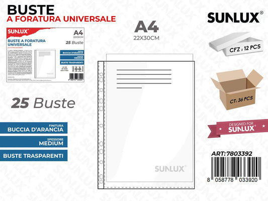 Buste Forate Trasp. Buccia D'arancia 25PCS A4