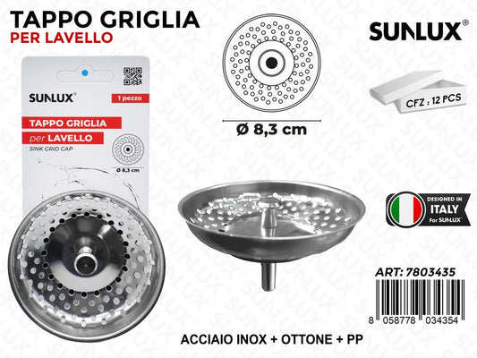 Tappo Griglia per Lavello Acc.inox D.8.3CM