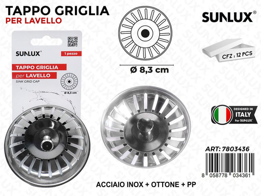 Tappo Griglia per Lavello Acc.inox D.8.3CM