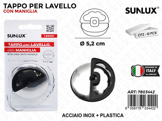 Tappo per Lavello C7MANIGLIA Acc.inox D.5.2CM