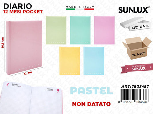 DIARIO PASTEL 12MESI NON DAT. 12*16.5CM ASS.