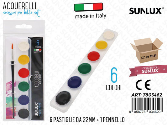 Acquerelli Stringa 6COL. Classici D.22MM