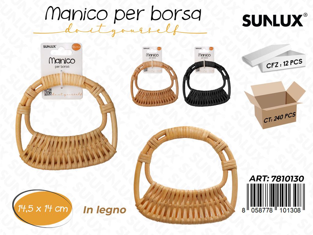 Sunlux Manico per Borsa in Legno 14.5*14CM
