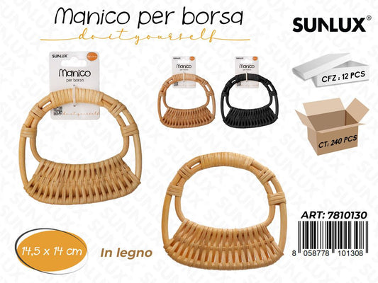 Sunlux Manico per Borsa in Legno 14.5*14CM