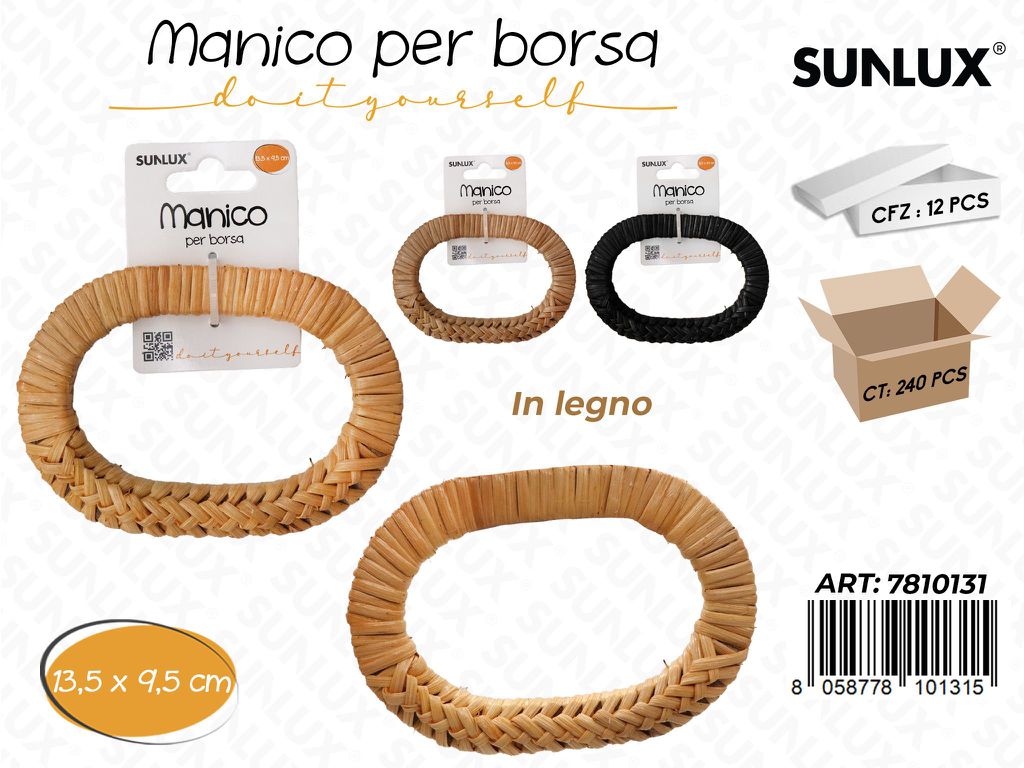 Sunlux Manico per Borsa in Legno 13.5*9.5CM