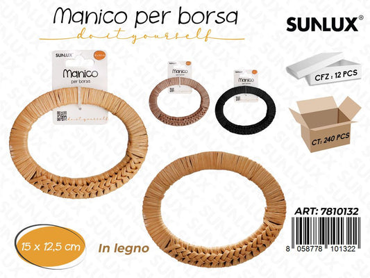 Sunlux Manico per Borsa in Legno 15*12.5CM