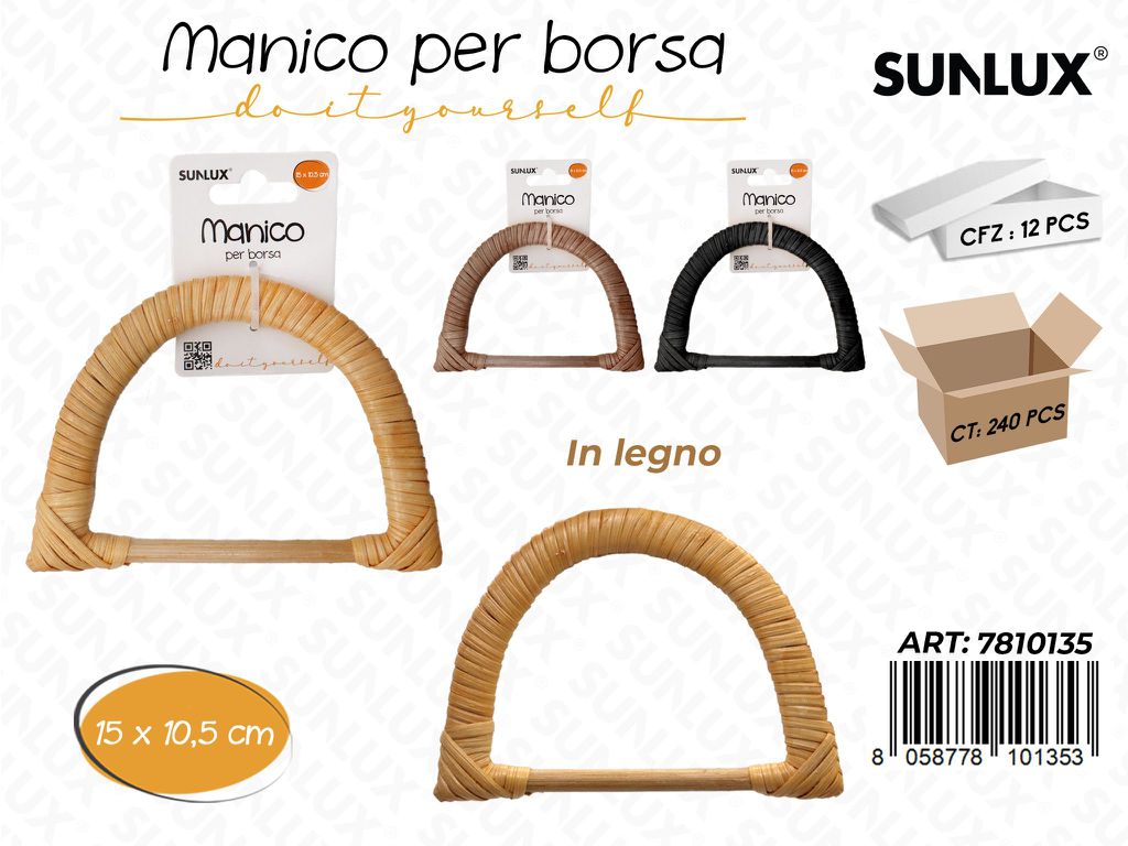 Sunlux Manico per Borsa in Legno 15*10.5CM