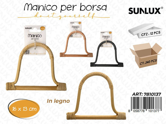 Sunlux Manico per Borsa in Legno 16*13CM