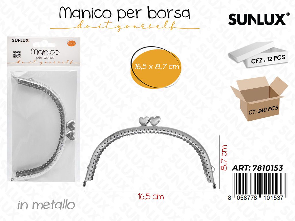 Sunlux Manico per Borsa Metallo 16.5*8.7CM