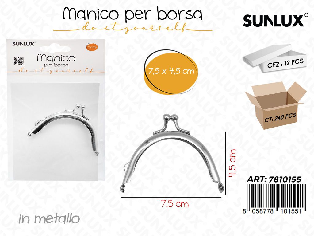 Sunlux Manico per Borsa Metallo 7.5*4.5CM
