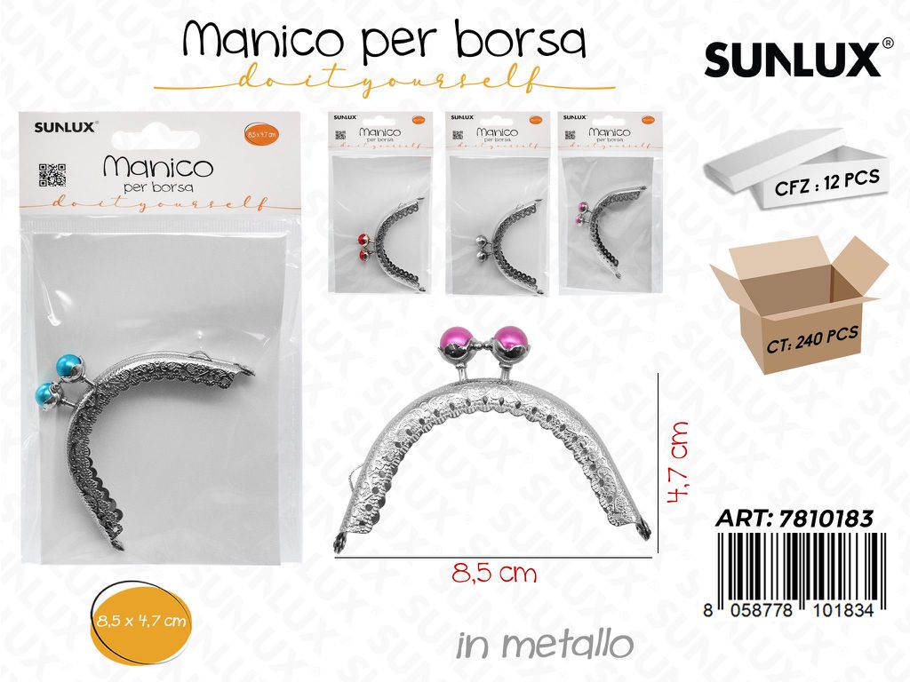 Sunlux Manico per Borsa Metallo 8.5*4.7CM