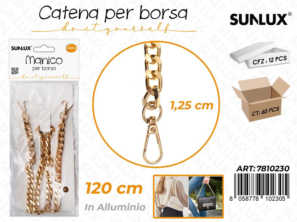 Sunlux Catena per Borsa Allum. Oro 1.25*120CM