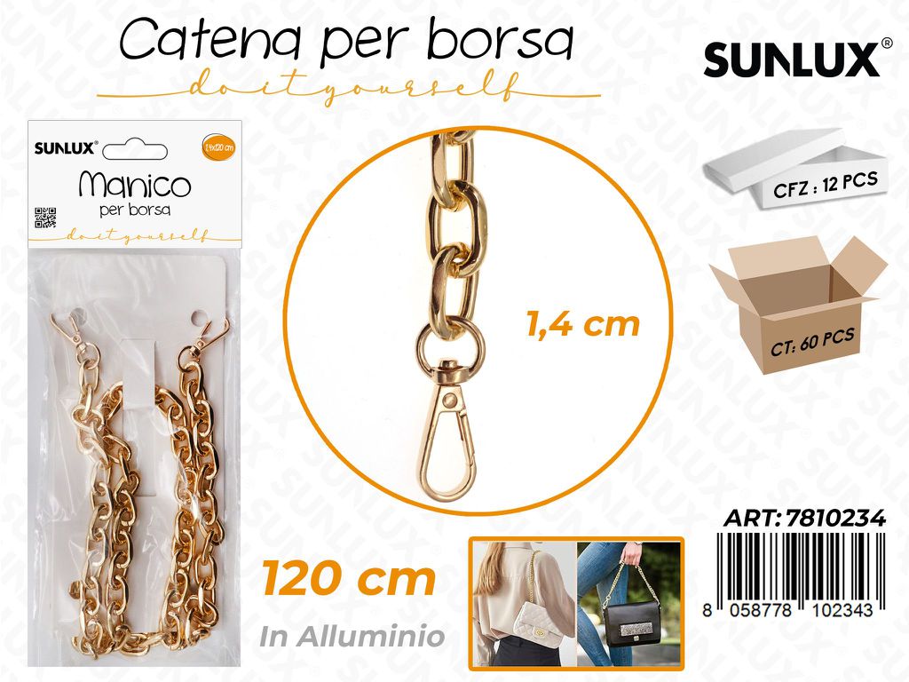 Sunlux Catena per Borsa Allum. Oro 1.4*120CM