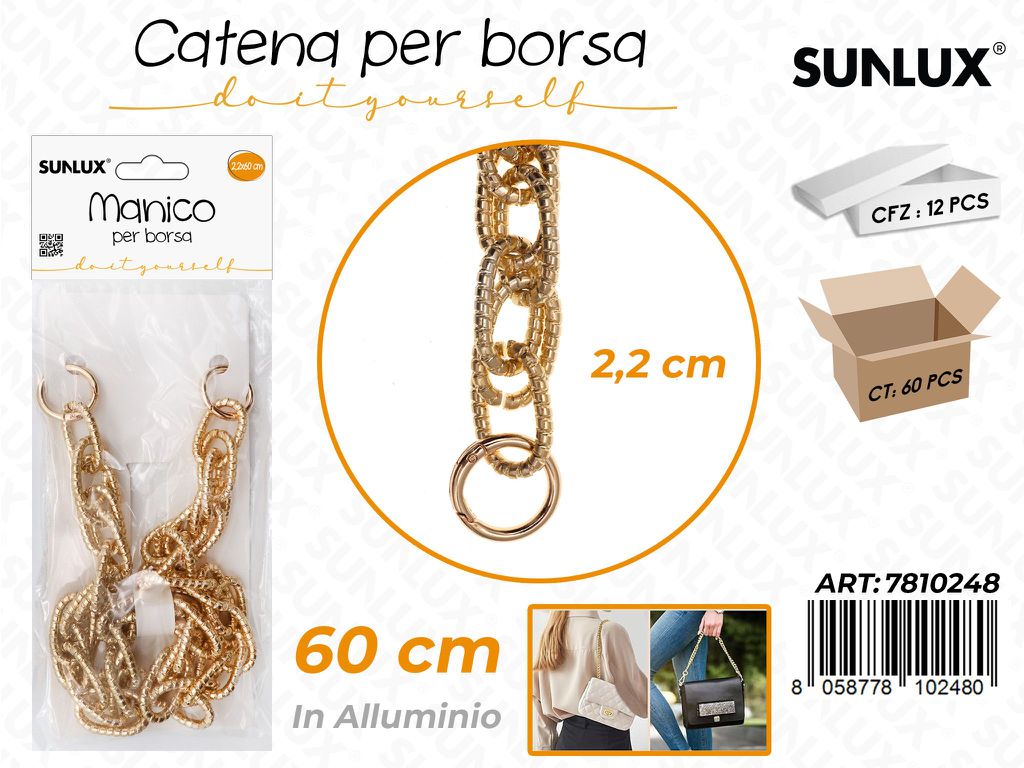 Sunlux Catena per Borsa Allum. Oro 2.5*60CM