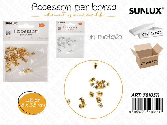Sunlux Acc. per Borsa Metallo Ass. 18PCS 8*13.5MM