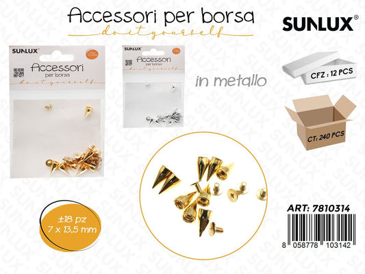Sunlux Acc. per Borsa Metallo Ass. 18PCS 7*13.5MM