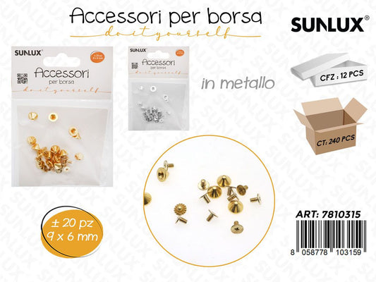 Sunlux Acc. per Borsa Metallo Ass. 20PCS 9*6MM