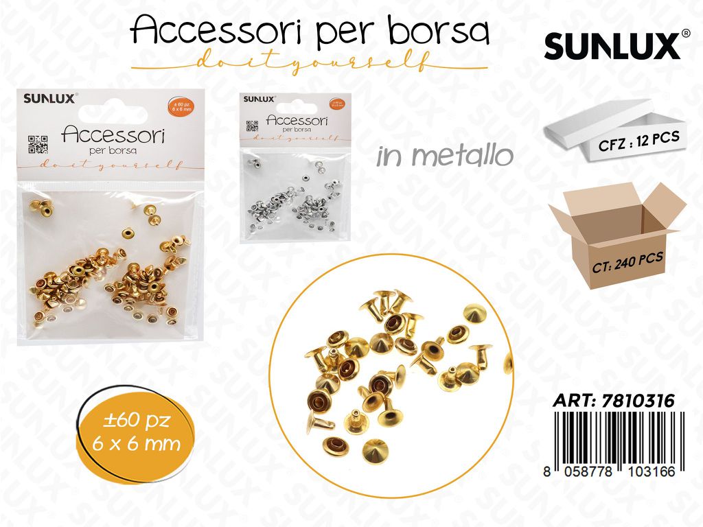 Sunlux Acc. per Borsa Metallo Ass. 60PCS 6*6MM