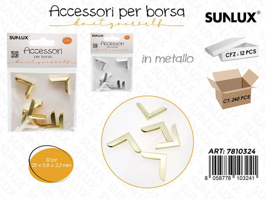 Sunlux Acc. per Borsa Metallo Ass. 12PCS 25*5.8*2.2MM