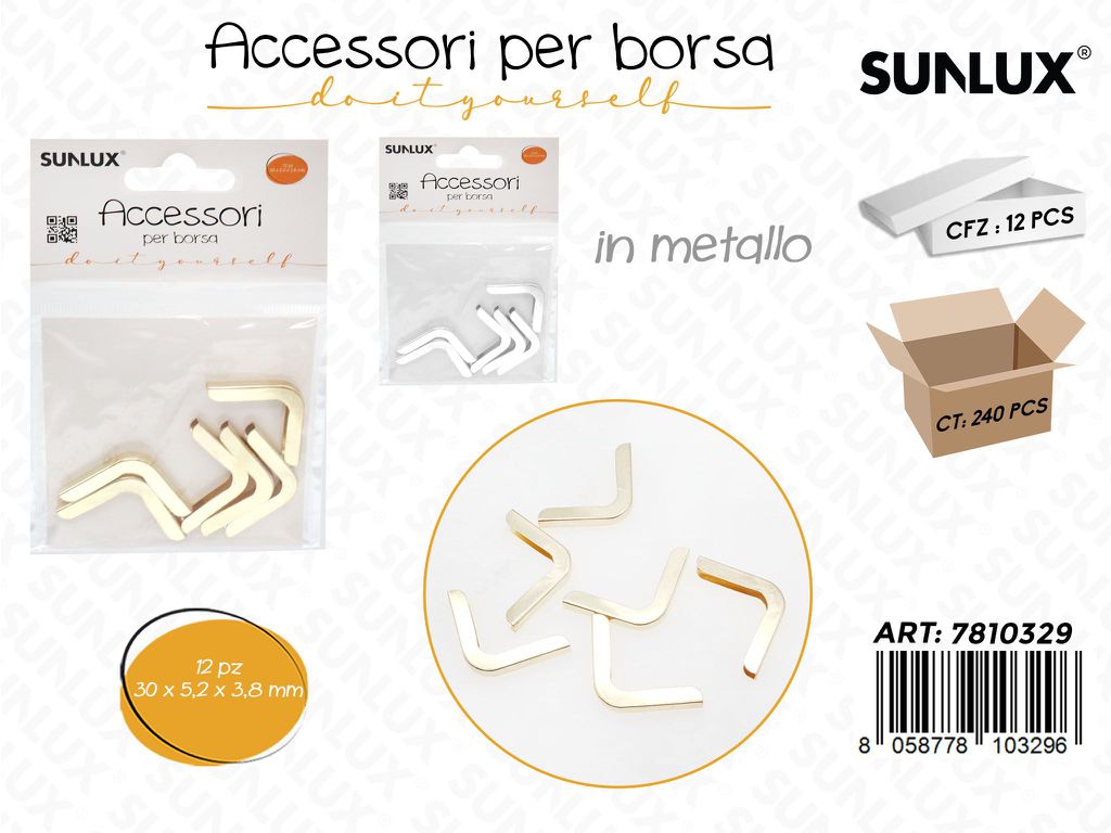 Sunlux Acc. per Borsa Metallo Ass. 12PCS 30*5.2*3.8MM