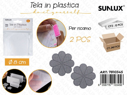 Sunlux Tela in Plast. per Ricamo 2PCS 8CM