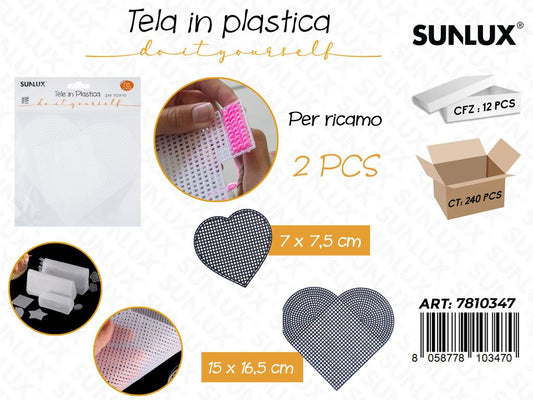 Sunlux Tela in Plast. per Ricamo 2PCS Mis. Ass.