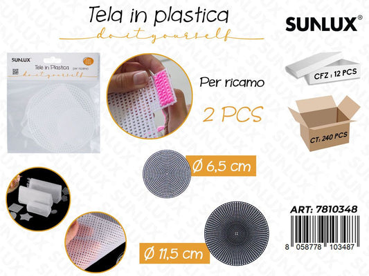 Sunlux Tela in Plast. per Ricamo 2PCS Mis. Ass.