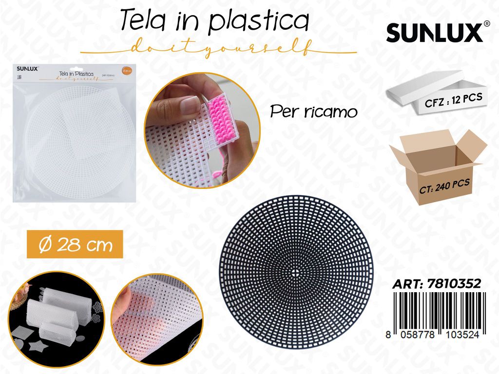 Sunlux Tela in Plast. per Ricamo 28CM