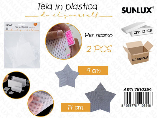 Sunlux Tela in Plast. per Ricamo 2PCS Mis. Ass.