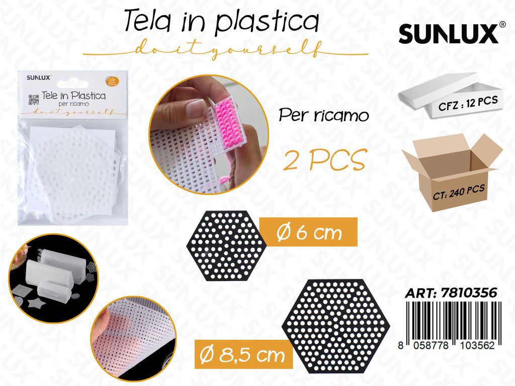 Sunlux Tela in Plast. per Ricamo 2PCS Mis. Ass.