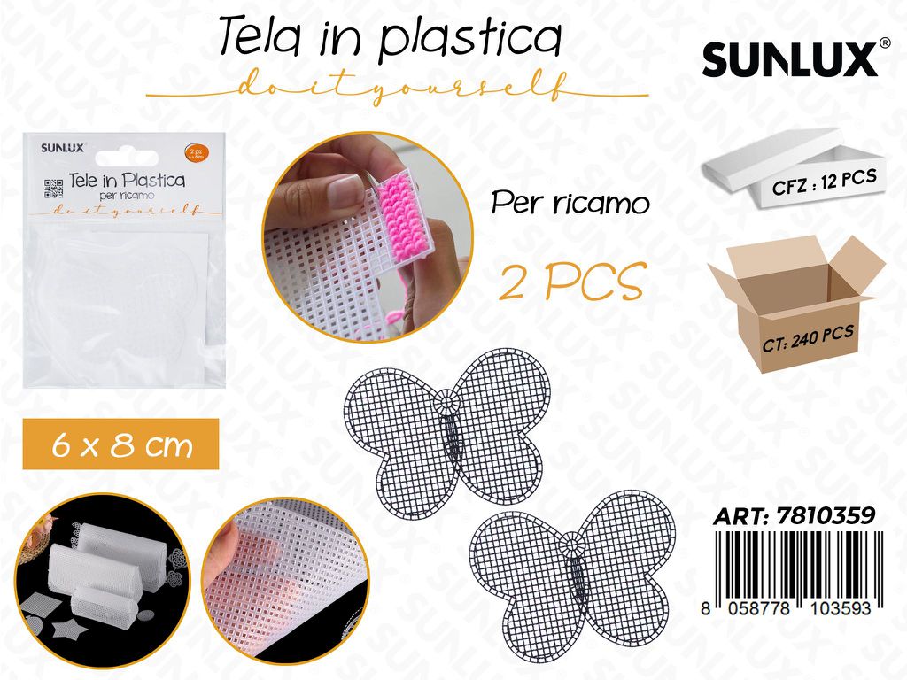 Sunlux Tela in Plast. per Ricamo 2PCS 6*8CM