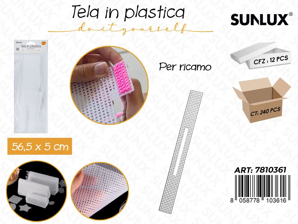 Sunlux Tela in Plast. per Ricamo 56.5*5CM