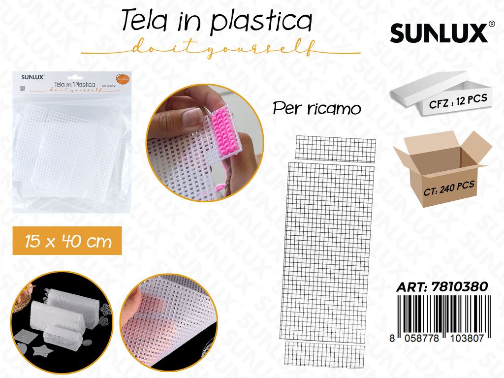 Sunlux Tela in Plast. per Ricamo 15*40CM