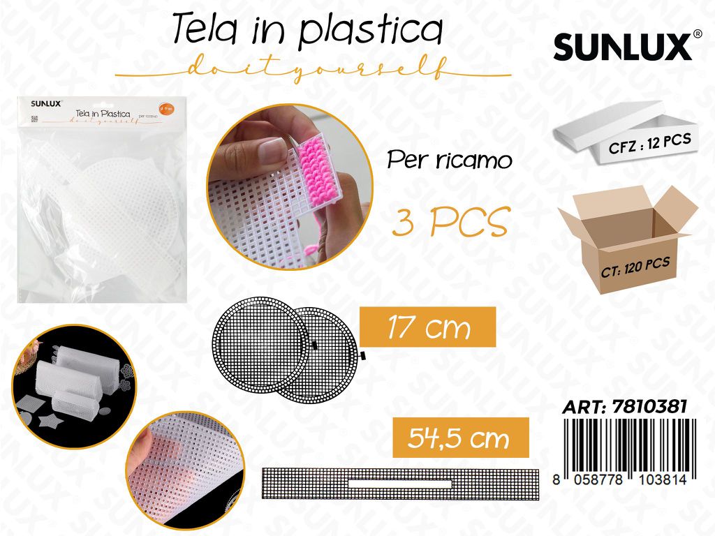 Sunlux Tela in Plast. per Ricamo 3PCS 17*54.5CM