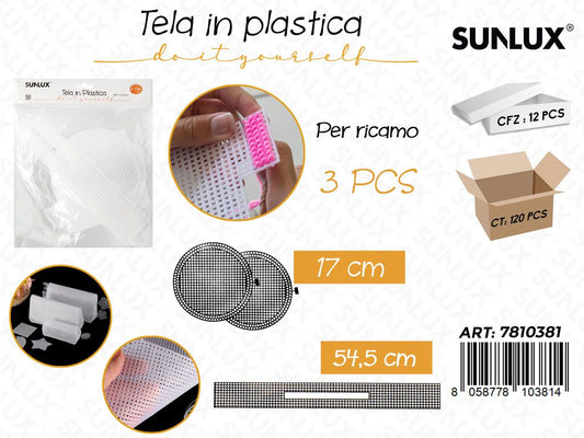Sunlux Tela in Plast. per Ricamo 3PCS 17*54.5CM