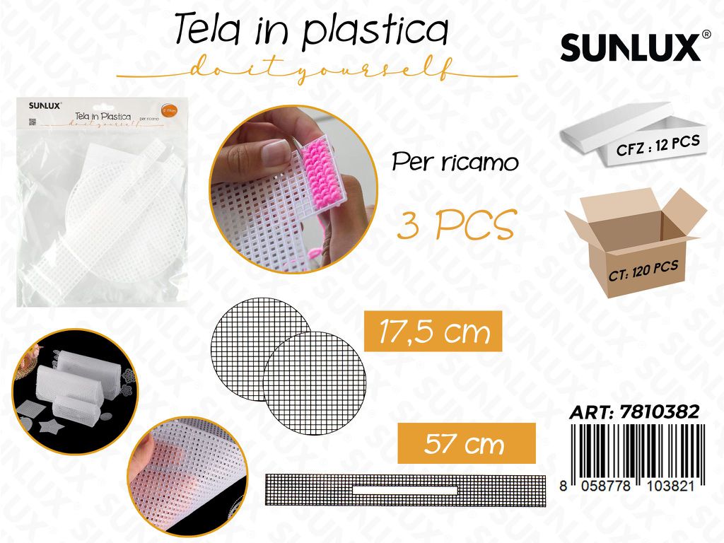 Sunlux Tela in Plast. per Ricamo 3PCS 17.5*57CM