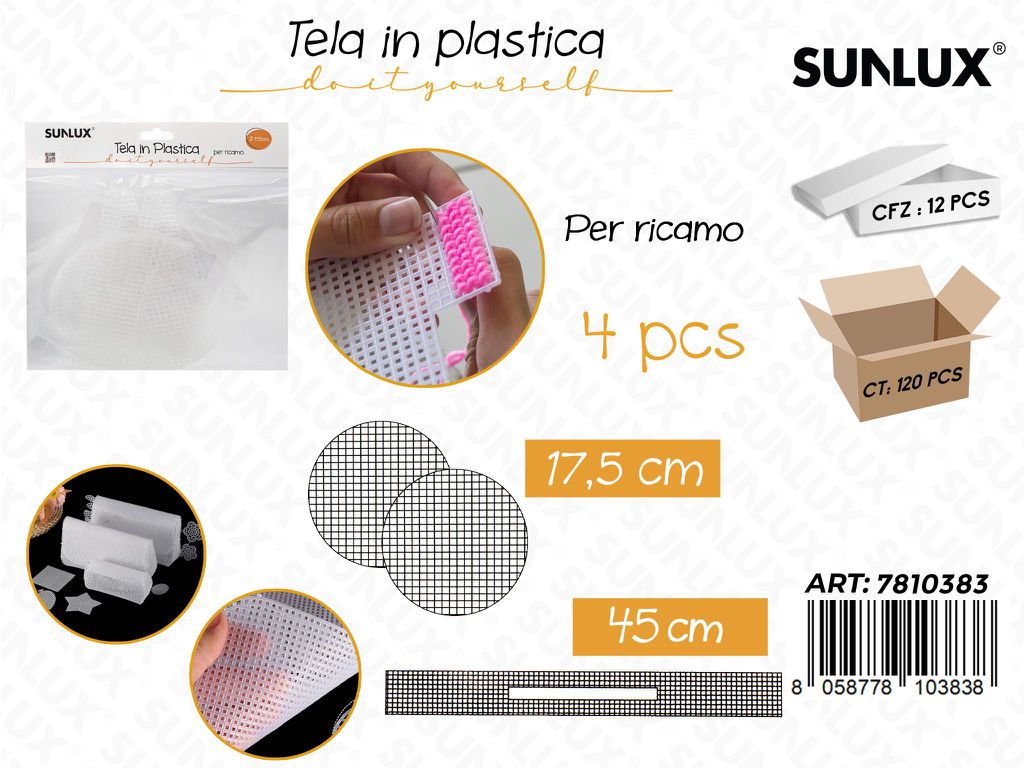 Sunlux Tela in Plast. per Ricamo 4PCS 17.5-45CM